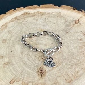 SALE Silver Textured Heart Bracelet